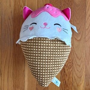 Super cute cat ice cream cone plush 14”x10”